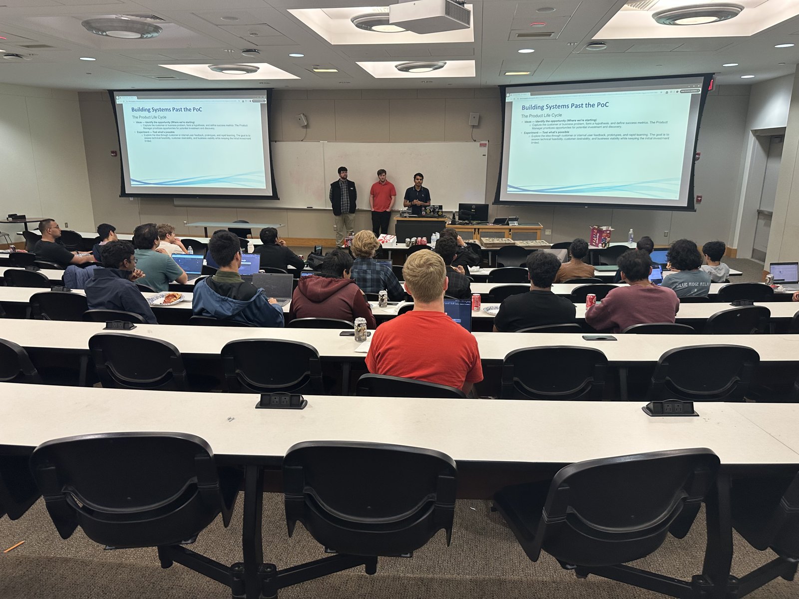Wide view of the lecture hall during the Direct Supply AI workshop