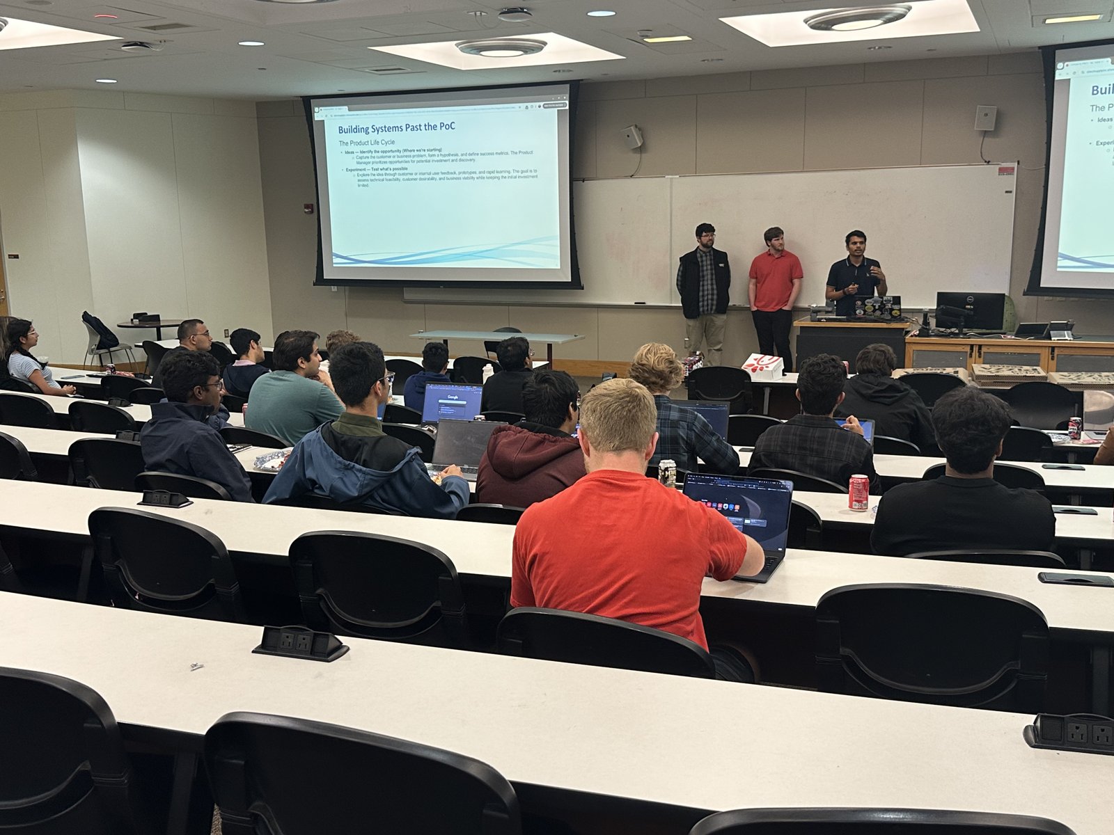 Students following along on laptops as Direct Supply presents